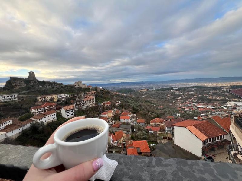Good morning coffee from Hotel Panorma with a very nice view of the city! 