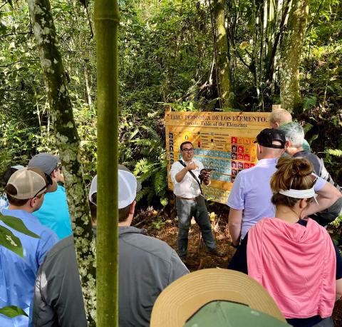 Interactive sustainability: A guided tour of La Huerta served as an example of how Colombia is educating local farmers on sustainability practices. These education initiatives are intended to prevent deforestation and erosion and to increase food security. 