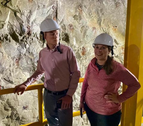 Fellows Mitch Oswald and Stephanie Nelson observe operations at Celsia Hydroelectric. 