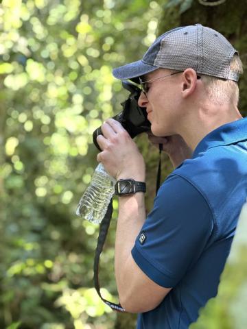 Caught in action: Kurtis Harms captures a shot of the river at the CATIE Botanical Gardens