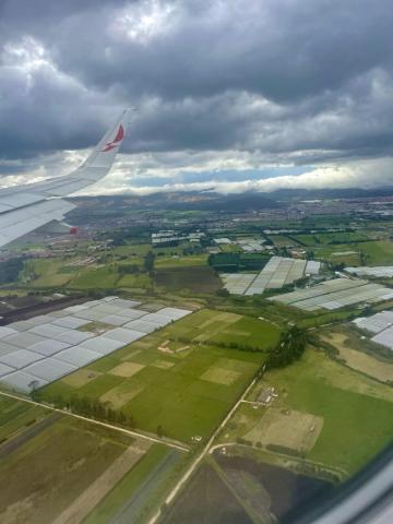 A two-hour flight into Bogota, Colombia culminated as views of ag-land outside the capitol city could be appreciated from the aircraft windows.