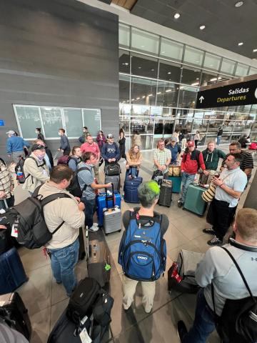 On Sunday, Jan. 8, 2023, Nebraska LEAD 40 fellows spent most of the day traveling from Costa Rica to Bogota, Colombia. After the group arrived in Colombia, they gathered their bags and listened to instructions from their local tour guide.