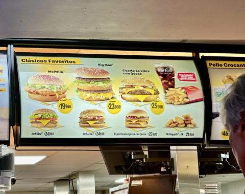 McDonald's menu in Colombia.