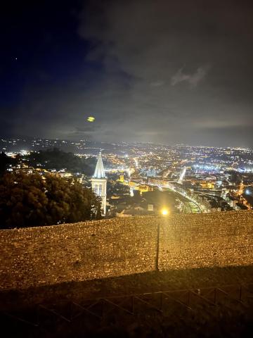 A night time view of the city from the castle.