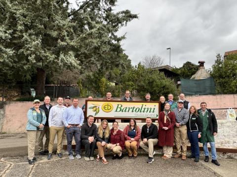 The class pictured with a few of the Bartolini family members after their tour. 
