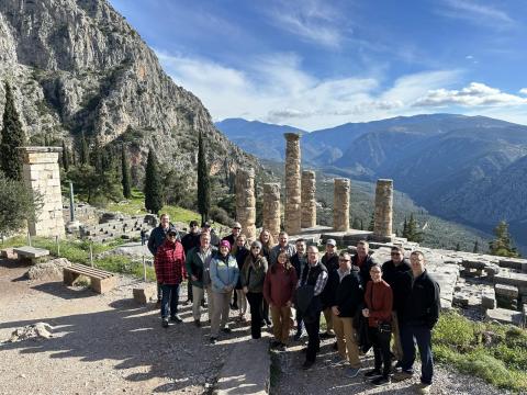 A group photo at the Oracle of Delphi.