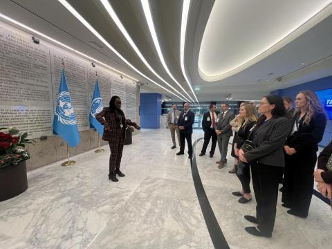 LEAD fellows listen as their tour guide gives them a brief overview of FAO, her journey to the FAO, and the mission of the organization. 