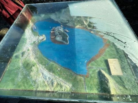 While exploring the island, a few fellows found this diorama of the island and the surrounding area.