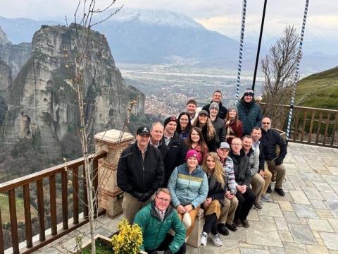 LEAD fellows and Dr. Hejny atop the monastery, with the city far, far below. 