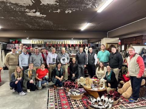 Fellows pictures with the owner of the authentic traditional Albanian clothing shop who explained what the various regions in Albania wore for anything from special occasions to everyday life. 