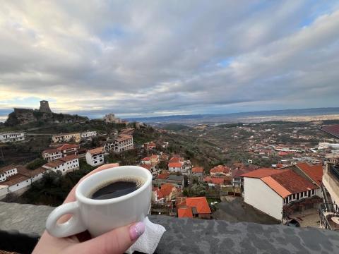 Good morning coffee from Hotel Panorma with a very nice view of the city! 